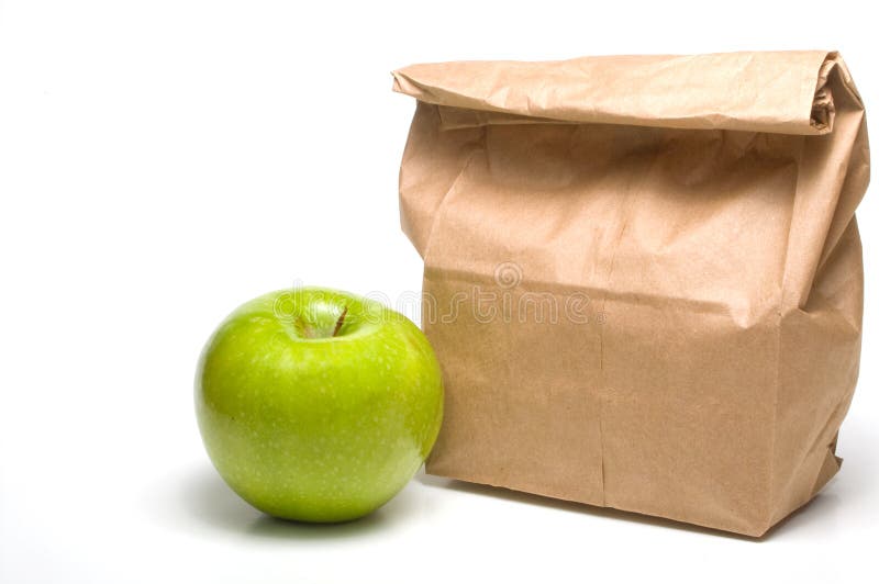 Påselunch och en Apple fotografering för bildbyråer Påselunch och en Apple fotografering för bildbyråer