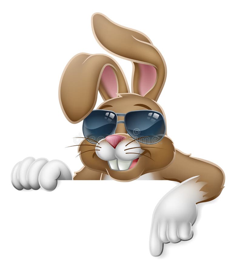 Påsk Bunny Cool Rabbit Pointing Cartoon vektor illustrationer