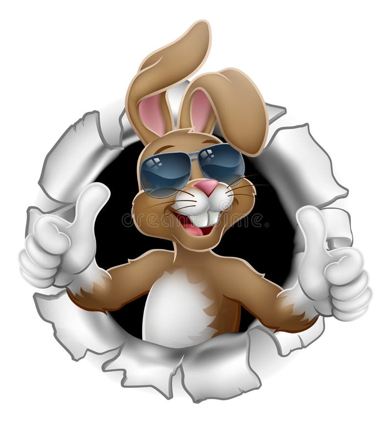 Påsk Bunny Thumbs Up Cool Rabbit i solglasögon stock illustrationer