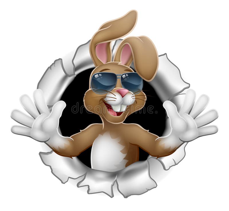 PåskBunny Cool Rabbit Sunglasses Breaking vägg vektor illustrationer