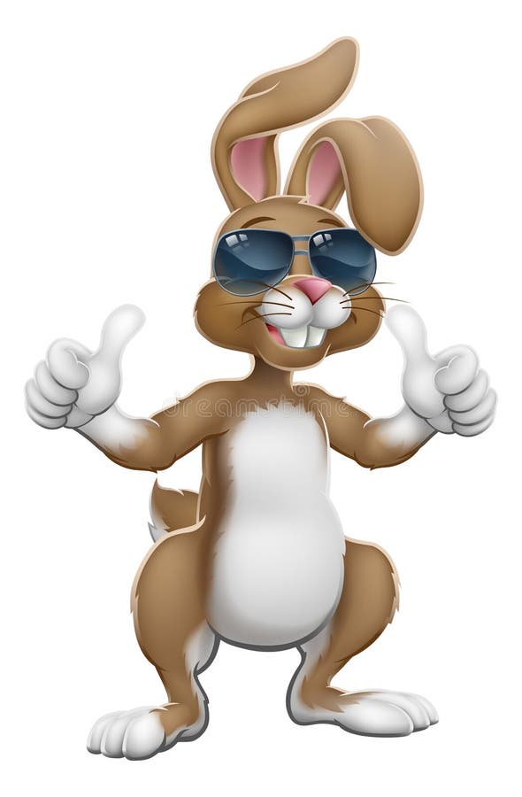 Påsken Bunny Cool Rabbit Cartoon Giving tummar upp