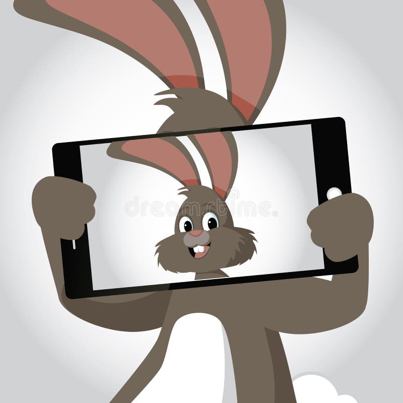 Påskkanin som tar en selfie stock illustrationer Påskkanin som tar en selfie stock illustrationer