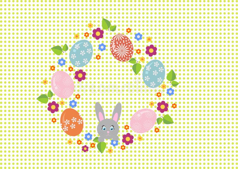 Påskkrans med easter ägg på vit bakgrund Dekorativ klotterram från påskägg och blom- beståndsdelar royaltyfri illustrationer Påskkrans med easter ägg på vit bakgrund Dekorativ klotterram från påskägg och blom- beståndsdelar royaltyfri illustrationer