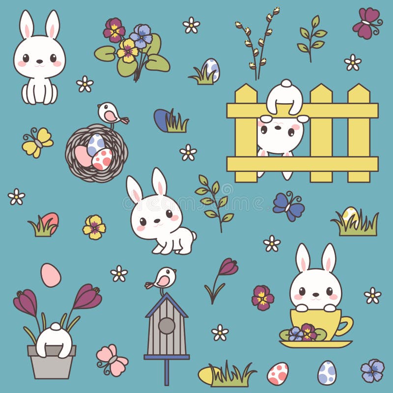 Påsksymboler buntar stock illustrationer Påsksymboler buntar stock illustrationer