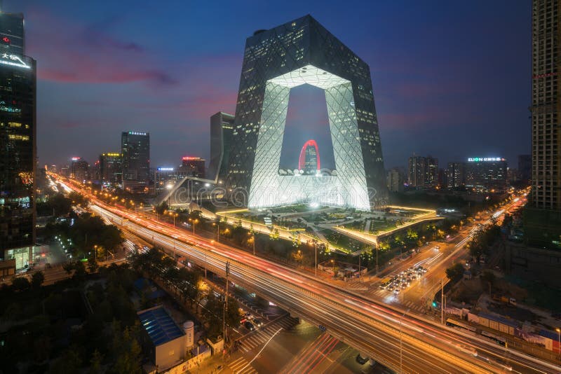 Pékin, Chine - 22 octobre 2017 : Ville de Pékin de la Chine, un bâtiment célèbre de point de repère, télévision en circuit fermé images stock Pékin, Chine - 22 octobre 2017 : Ville de Pékin de la Chine, un bâtiment célèbre de point de repère, télévision en circuit fermé images stock
