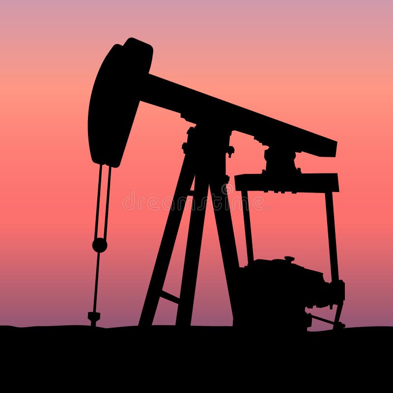 Pétrole Pumpjack au coucher du soleil illustration de vecteur Pétrole Pumpjack au coucher du soleil illustration de vecteur