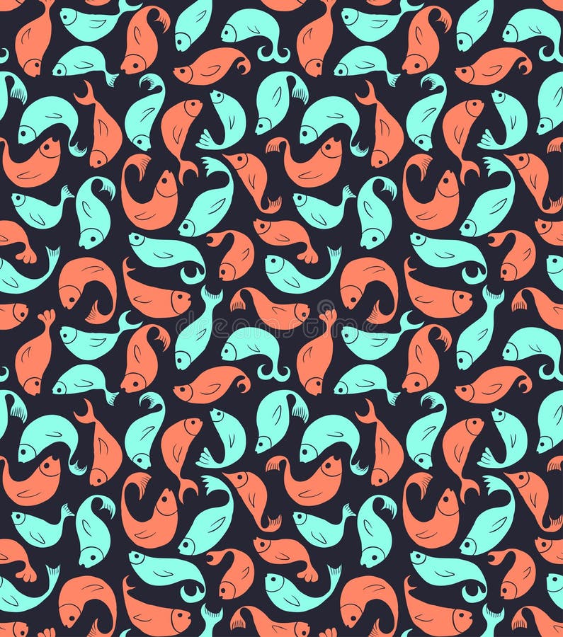 A colorful seamless fishes background. A colorful seamless fishes background.