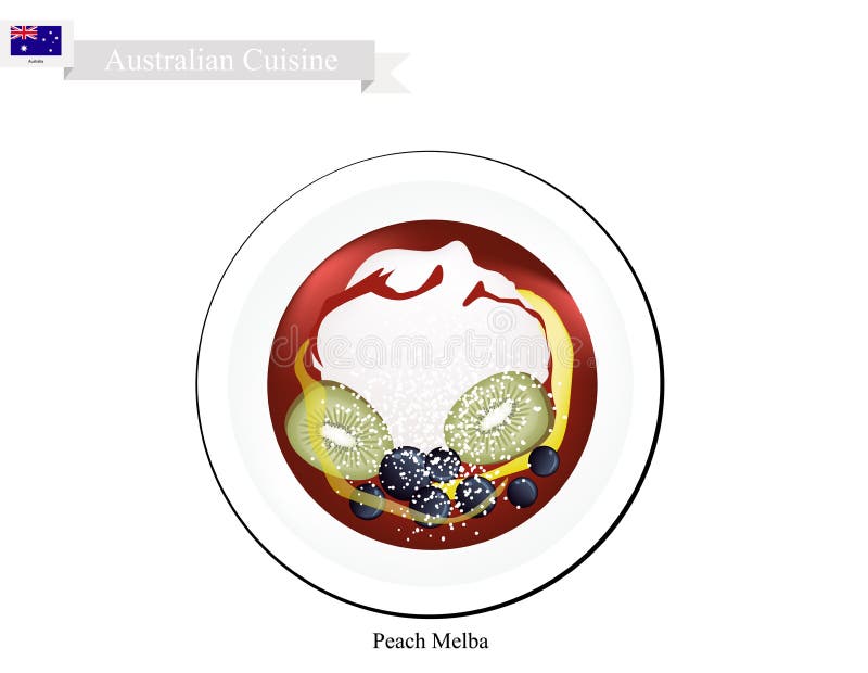 Pêche Melba Ice Cream, un dessert australien célèbre illustration de vecteur Pêche Melba Ice Cream, un dessert australien célèbre illustration de vecteur