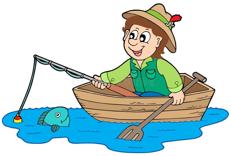 Fisherman in boat - vector illustration. Fisherman in boat - vector illustration.