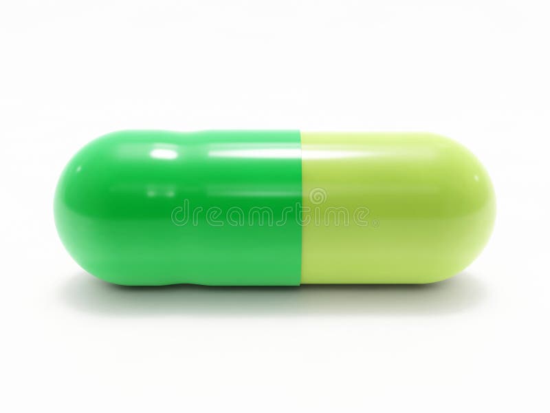 ¿Píldora verde en el fondo blanco, aislado? solo objeto
