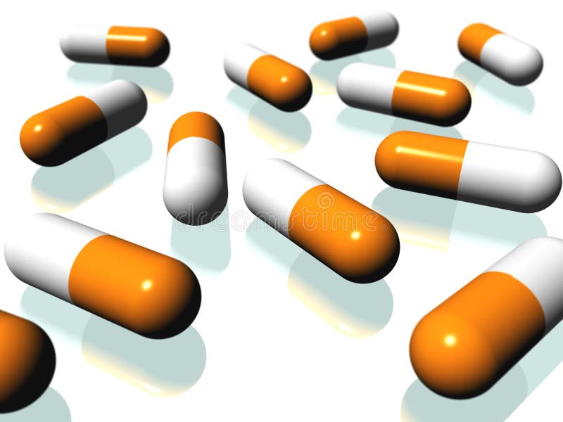 3D rendered white orange pills. Health care concept. 3D rendered white orange pills. Health care concept