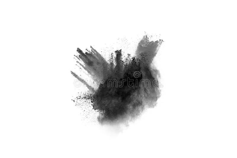 Particles of charcoal on white background,abstract powder splatted on white background,Freeze motion of black powder exploding or throwing black powder. Particles of charcoal on white background,abstract powder splatted on white background,Freeze motion of black powder exploding or throwing black powder.