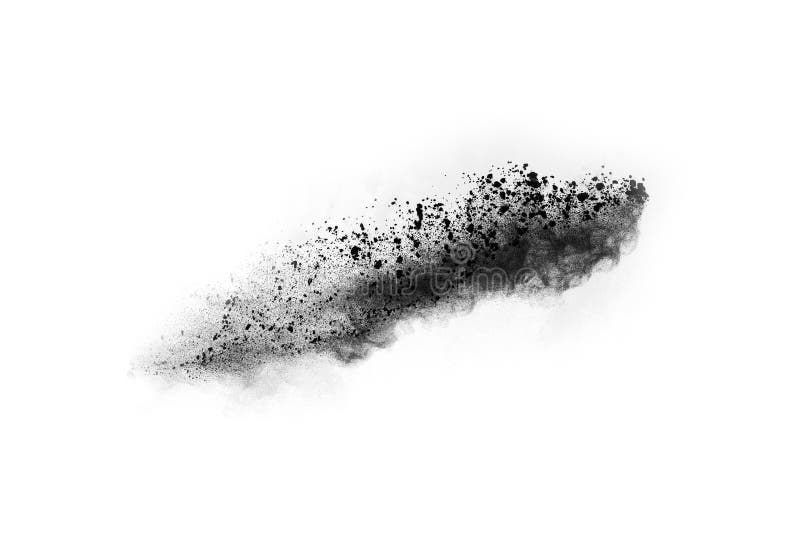 Particles of charcoal on white background,abstract powder splatted on white background,Freeze motion of black powder exploding or throwing black powder. Particles of charcoal on white background,abstract powder splatted on white background,Freeze motion of black powder exploding or throwing black powder.