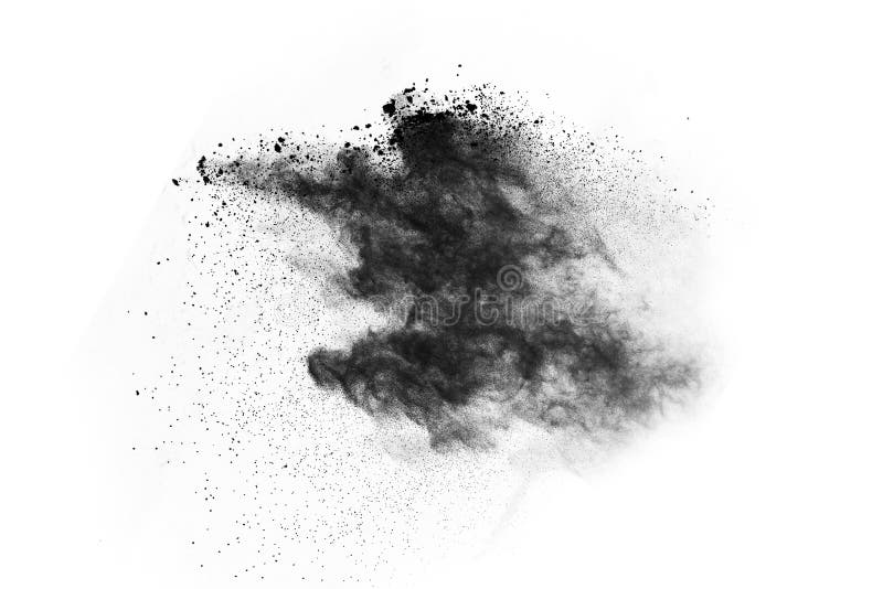 Particles of charcoal on white background,abstract powder splatted on white background,Freeze motion of black powder exploding or throwing black powder. Particles of charcoal on white background,abstract powder splatted on white background,Freeze motion of black powder exploding or throwing black powder.