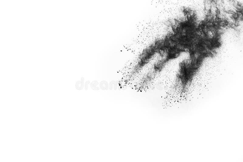 Particles of charcoal on white background,abstract powder splatted on white background,Freeze motion of black powder exploding or throwing black powder. Particles of charcoal on white background,abstract powder splatted on white background,Freeze motion of black powder exploding or throwing black powder.