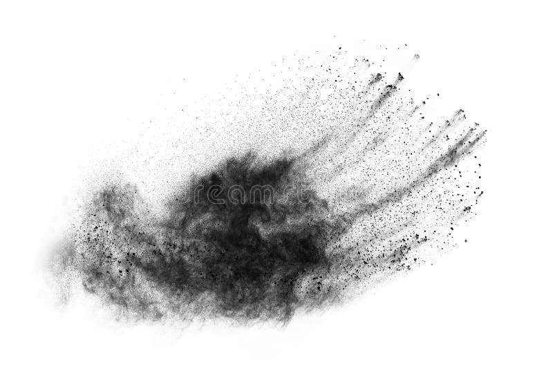 Particles of charcoal on white background,abstract powder splatted on white background,Freeze motion of black powder exploding or throwing black powder. Particles of charcoal on white background,abstract powder splatted on white background,Freeze motion of black powder exploding or throwing black powder.