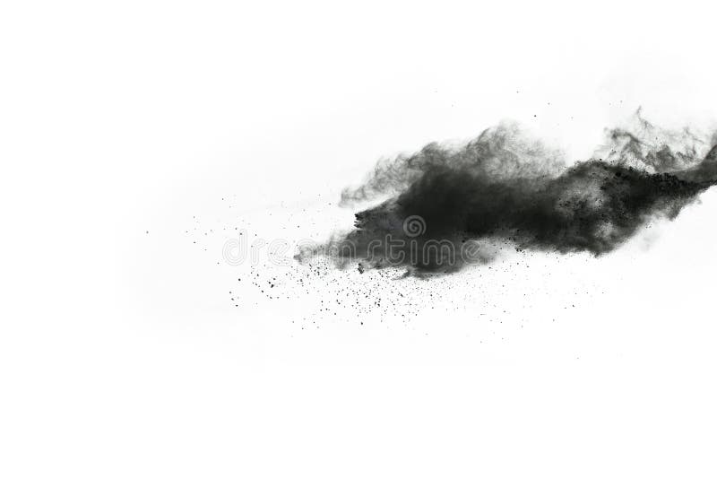 Particles of charcoal on white background,abstract powder splatted on white background,Freeze motion of black powder exploding or throwing black powder. Particles of charcoal on white background,abstract powder splatted on white background,Freeze motion of black powder exploding or throwing black powder.