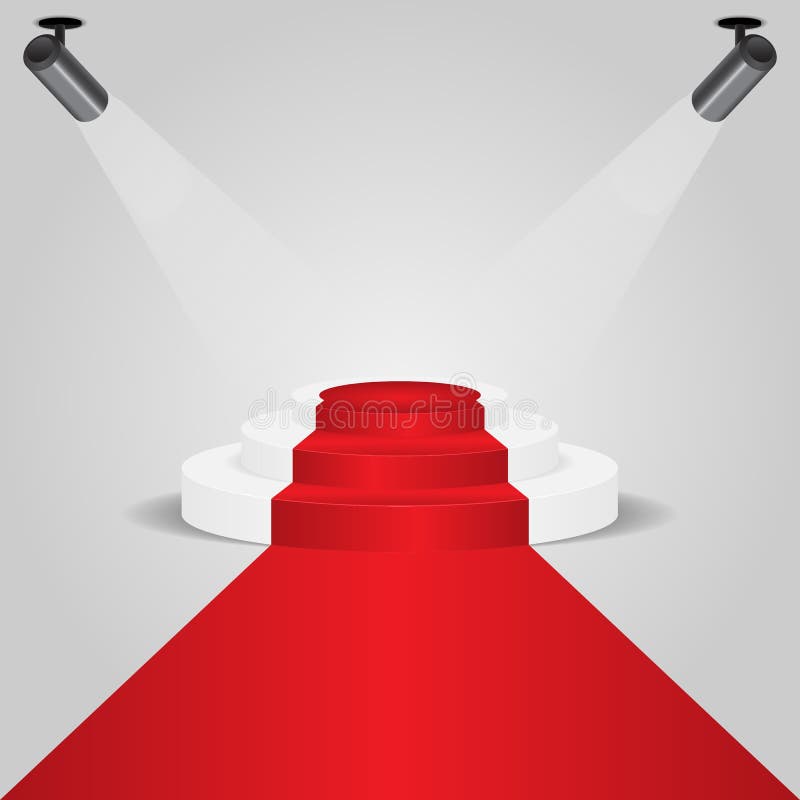 Pódio do tapete vermelho com projetor ilustração stock Pódio do tapete vermelho com projetor ilustração stock