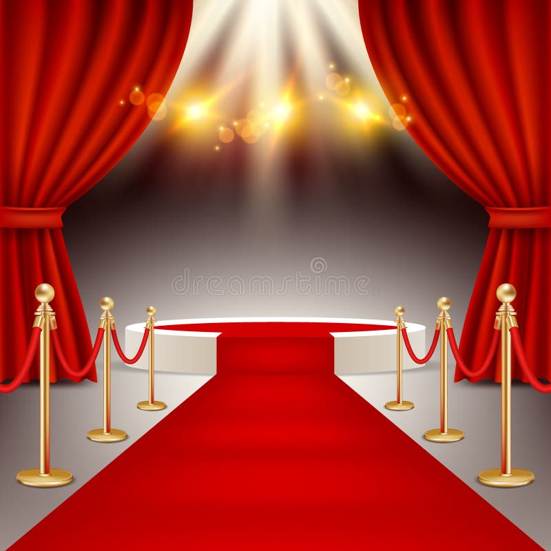 Pódio dos vencedores com ilustração realística do vetor do tapete vermelho ilustração royalty free Pódio dos vencedores com ilustração realística do vetor do tapete vermelho ilustração royalty free