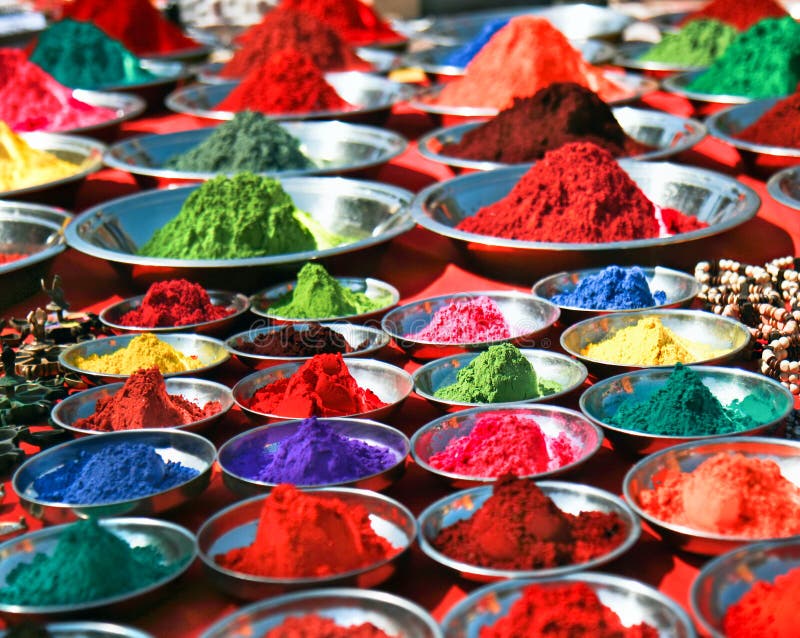 Colorful tika powders on indian market, India , Asia. Colorful tika powders on indian market, India , Asia