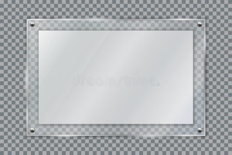 Póster en blanco en 3d marco de vidrio realista colgando en la pared aislado sobre fondo transparente. plantilla de marco de foto