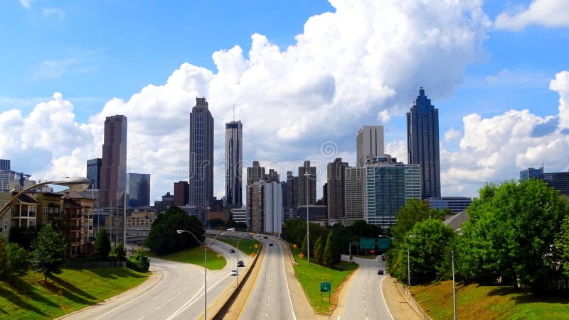 North America, United States, Georgia, Fulton County, City of Atlanta, View from Jackson Street Bridge. North America, United States, Georgia, Fulton County, City of Atlanta, View from Jackson Street Bridge