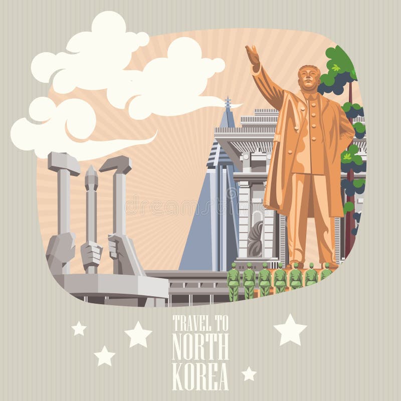 Północnego Korea wektoru karta z koreańskimi punktami zwrotnymi royalty ilustracja Północnego Korea wektoru karta z koreańskimi punktami zwrotnymi royalty ilustracja