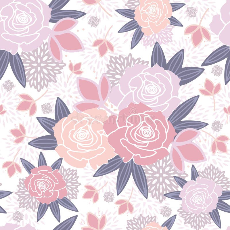 Púrpura rosada blanca ruborizarse modelo inconsútil de la primavera floral ilustración del vector Púrpura rosada blanca ruborizarse modelo inconsútil de la primavera floral ilustración del vector