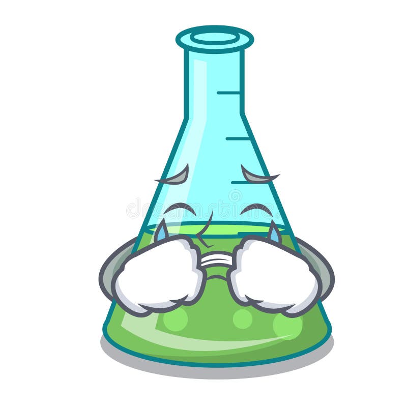 Crying science beaker mascot cartoon vector illustration. Crying science beaker mascot cartoon vector illustration