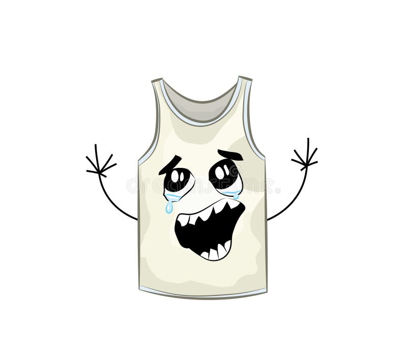 Vector cartoon illustration of crying internet meme of grey tank top  blank t shirt . With simplisized raised hands. Isolated in the white background. Vector cartoon illustration of crying internet meme of grey tank top  blank t shirt . With simplisized raised hands. Isolated in the white background.