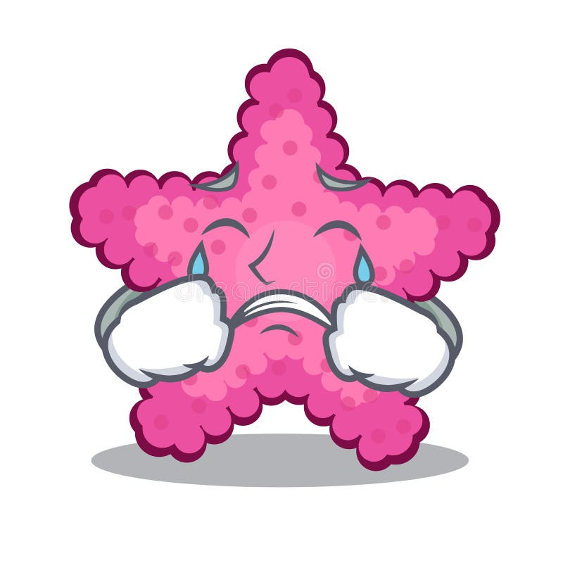 Crying toy pink starfish the character table vector illustration. Crying toy pink starfish the character table vector illustration