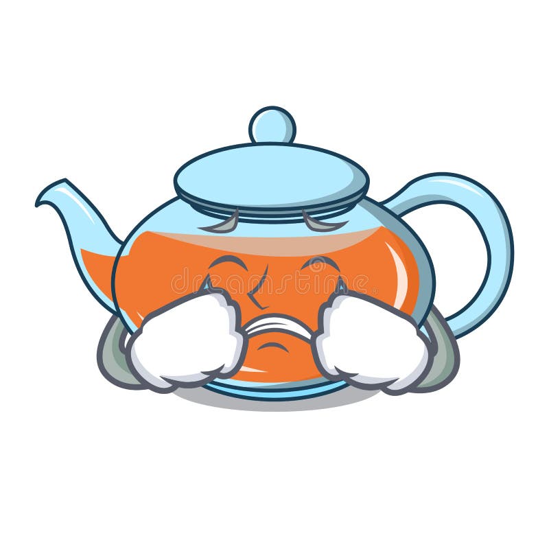Crying transparent teapot character cartoon vector illustration. Crying transparent teapot character cartoon vector illustration