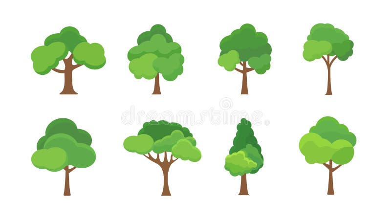 Płaska drzewna ikony ilustracja Drzewo rośliny sylwetki lasowa prosta ikona Natura dębowy organicznie ustalony projekt