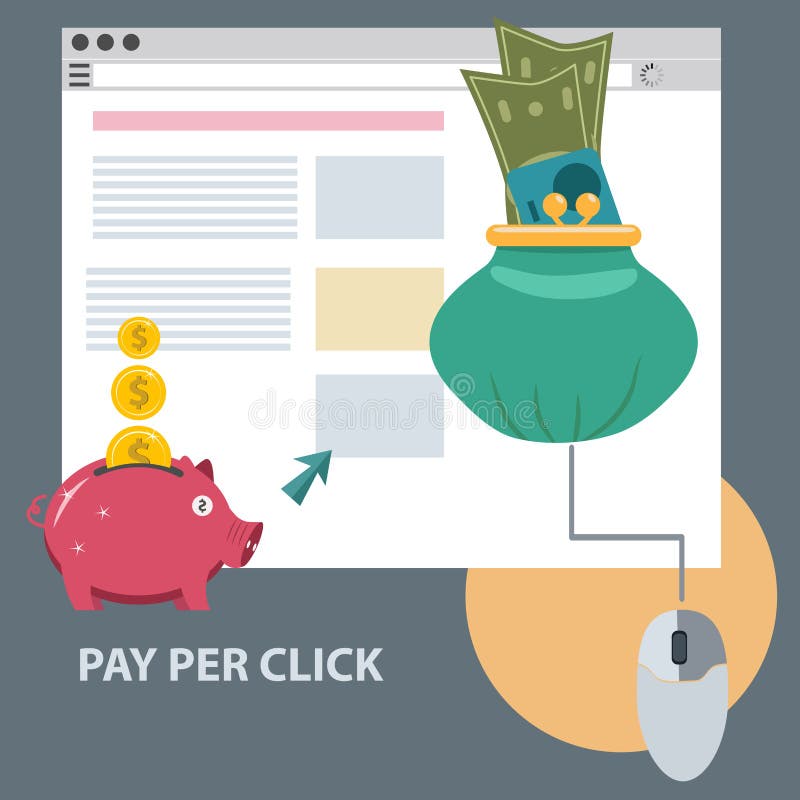 Flat design concept icon of pay per click illustration. Flat design concept icon of pay per click illustration