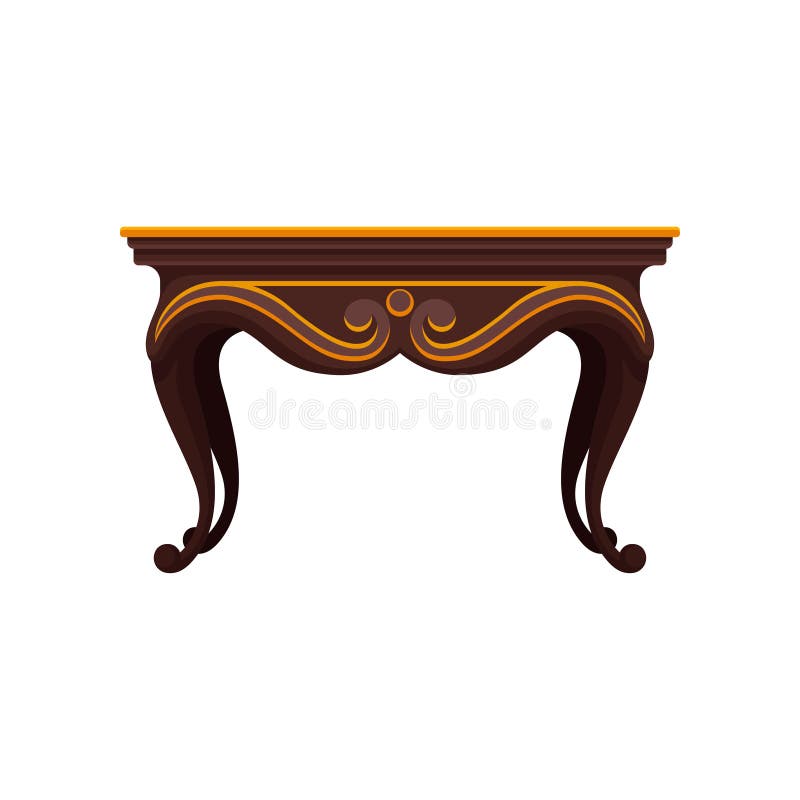 Płaska wektorowa ikona antykwarski drewniany stół dla jadalni Luksusowa dekoracyjna rzecz dla wnętrza Rocznika domowy meble