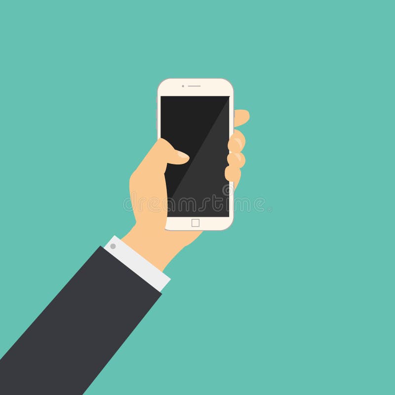 Płaski biznesowy ręka chwyt telefon z pustym ekranem royalty ilustracja Płaski biznesowy ręka chwyt telefon z pustym ekranem royalty ilustracja