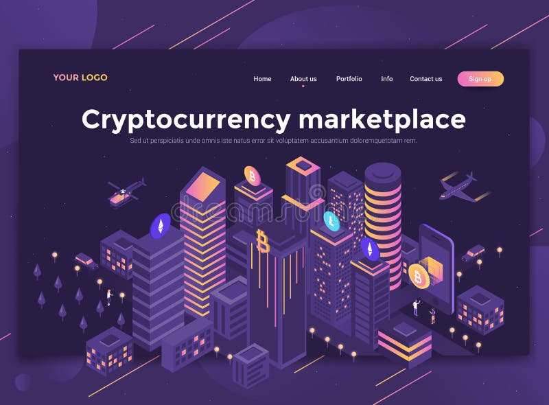 Płaski Nowożytny projekt strona internetowa szablon - Cryptocurrency marketpl ilustracja wektor Płaski Nowożytny projekt strona internetowa szablon - Cryptocurrency marketpl ilustracja wektor