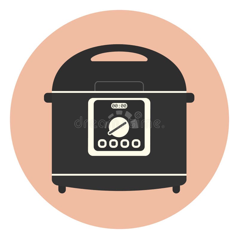 Płaskiego kuchennego multicooker maszynowa ikona, crockpot ilustracji Płaskiego kuchennego multicooker maszynowa ikona, crockpot ilustracji