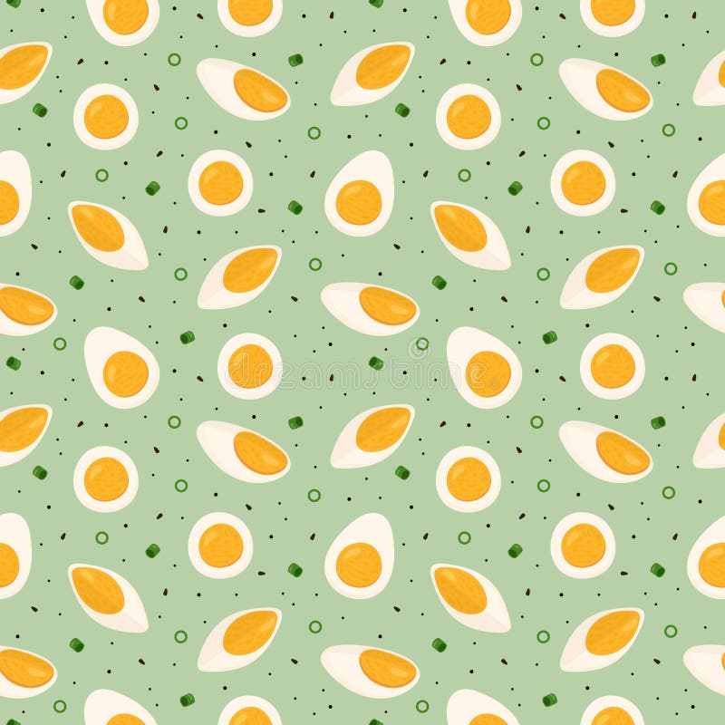 Seamless pattern with boiled egg slices and halves. White and yolk. Vector background. Seamless pattern with boiled egg slices and halves. White and yolk. Vector background