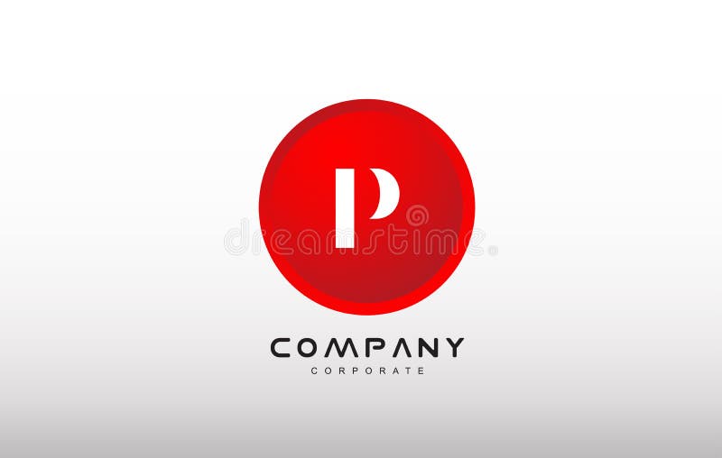 P信件字母表红色圈子小点商标传染媒介设计 库存例证