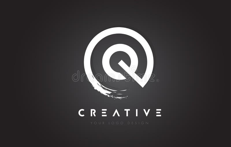 Q Circular Letter Logo with Circle Brush Design and Black Background. stock illustration