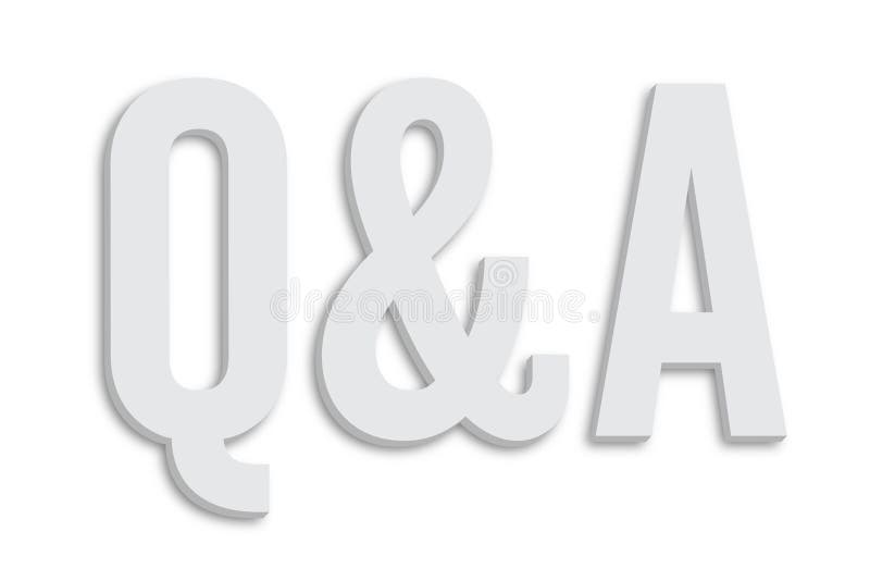 Q&A-Fragen und Antworten simsen unbedeutende weiße graue Wortform der Farbe 3D und lokalisieren auf einfachem minimalem weißem sa stock abbildung