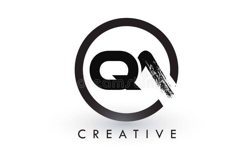 QA Brush Letter Logo Design. Creative Brushed Letters Icon Logo. Stock