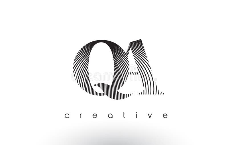 QA Logo Design with Multiple Lines and Black and White Colors. Stock
