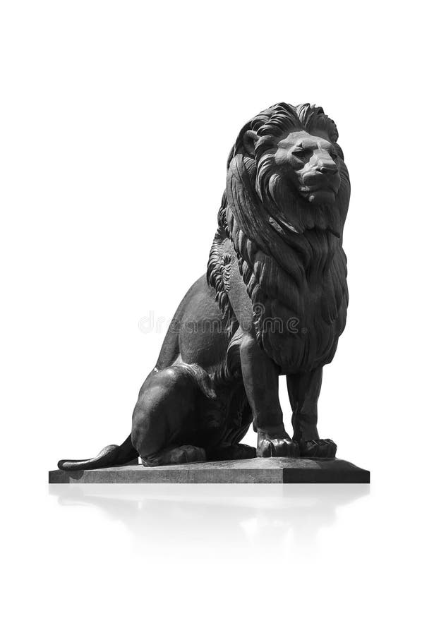 Qasr EL-Nilo Lion Statue su bianco fotografia stock