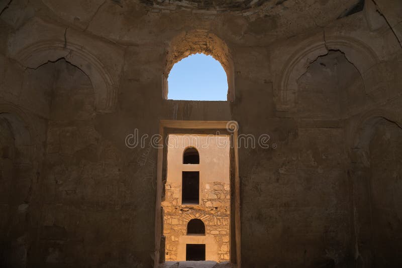 Qasr Kharana pustynny kasztel w wschodnim Jordania, (Kharanah lub Harrana) (100 km Amman) obrazy royalty free