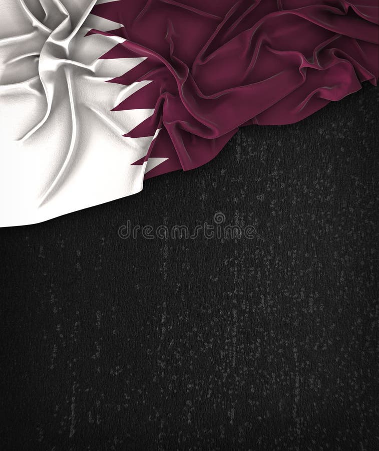 Qatar Flag Vintage on a Grunge Black Chalkboard Stock Photo Image of