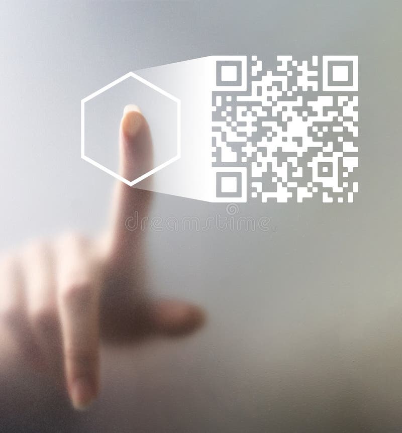 QG code biometric verification on the smartphone screen after stock photography