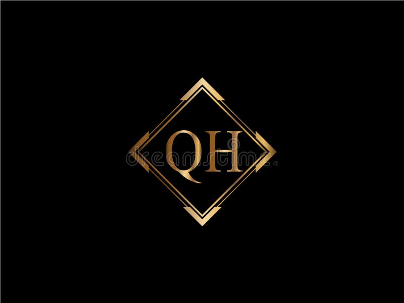 QH Initial Diamond Shape Gold Color Later Logo Design Stock Vector ...