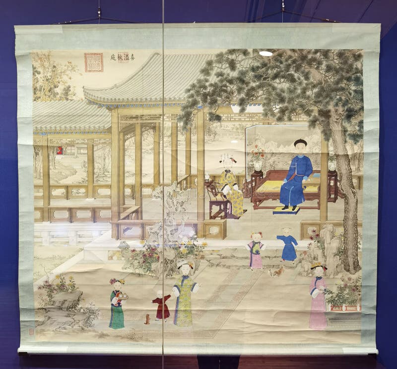 Qing Royal Family Silk Painting He Shikui An Autumn Garden Filled with Joy Featuring Emperor Daoguang Treasure of Shendetang